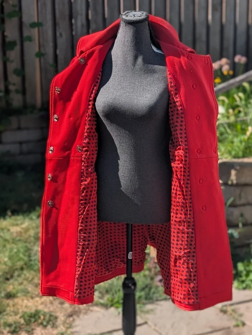 Marc Jacobs Women's Wool Blend Red Double Brested Long Peacoat Size Large